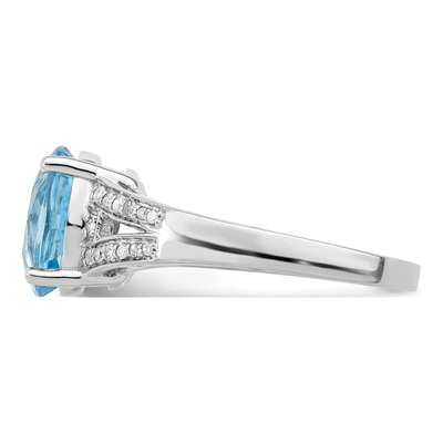 Sterling Silver 1/10 ct tw Sky Blue Topaz & Diamond Ring – view 5