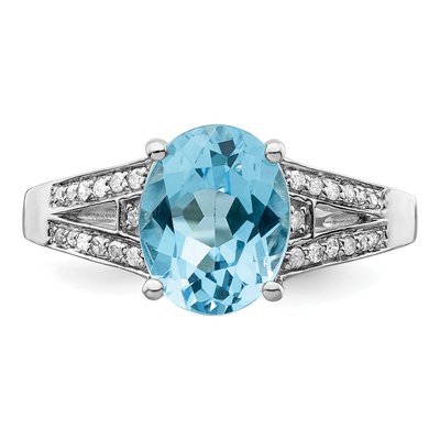 Sterling Silver 1/10 ct tw Sky Blue Topaz & Diamond Ring – view 6
