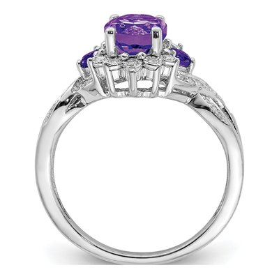 Sterling Silver 1/7 ct tw Amethyst & Diamond Ring – view 3