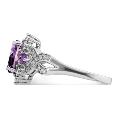Sterling Silver 1/7 ct tw Amethyst & Diamond Ring – view 5