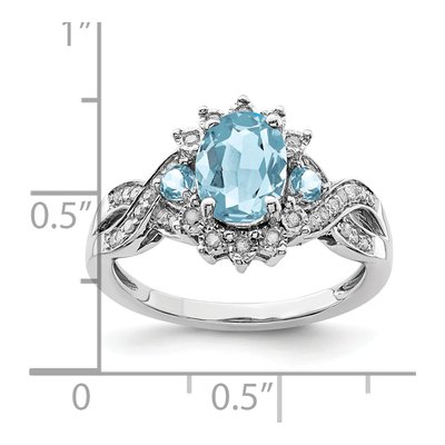 Sterling Silver 1/7 ct tw Sky Blue Topaz & Diamond Ring – view 4