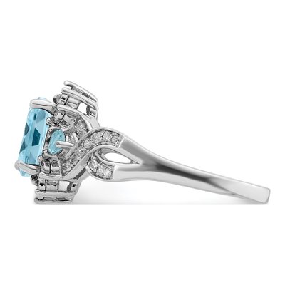 Sterling Silver 1/7 ct tw Sky Blue Topaz & Diamond Ring – view 5