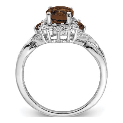 Sterling Silver 1/7 ct tw Smoky Quartz & Diamond Ring – view 2