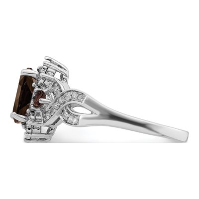 Sterling Silver 1/7 ct tw Smoky Quartz & Diamond Ring – view 4