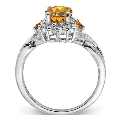 Sterling Silver 1/7 ct tw Whiskey Quartz & Diamond Whiskey Ring – view 3