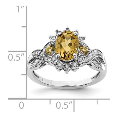 Sterling Silver 1/7 ct tw Whiskey Quartz & Diamond Whiskey Ring – view 4