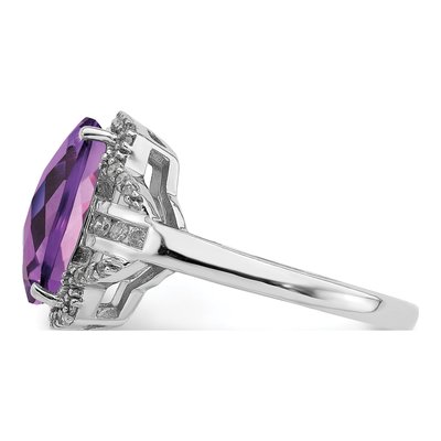 Sterling Silver 0.19 ct tw Amethyst & Diamond Checkerboard Ring – view 4