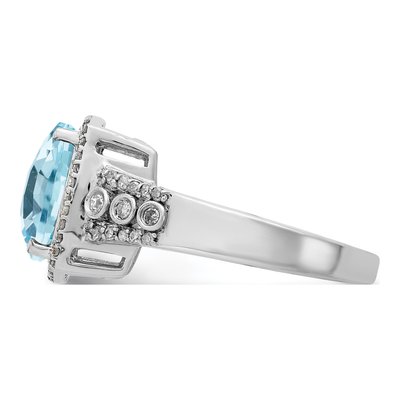Sterling Silver 1/4 ct tw Sky Blue Topaz & Diamond Checker-Cut Ring – view 4