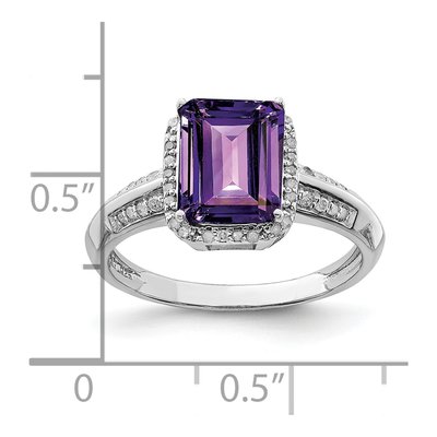 Sterling Silver 1/7 ct tw Amethyst & Diamond Octagon Ring – view 4