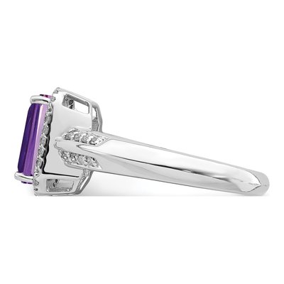 Sterling Silver 1/7 ct tw Amethyst & Diamond Octagon Ring – view 5