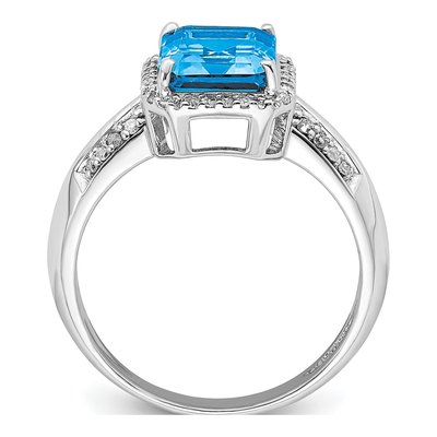 Sterling Silver 1/7 ct tw Swiss Blue Topaz & Diamond Ring – view 3