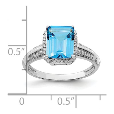 Sterling Silver 1/7 ct tw Swiss Blue Topaz & Diamond Ring – view 4