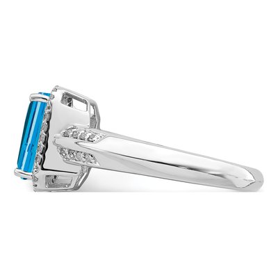 Sterling Silver 1/7 ct tw Swiss Blue Topaz & Diamond Ring – view 5