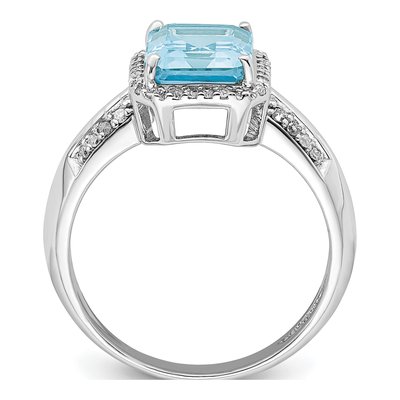 Sterling Silver 1/7 ct tw Sky Blue Topaz & Diamond Ring – view 2