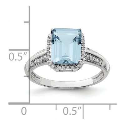 Sterling Silver 1/7 ct tw Sky Blue Topaz & Diamond Ring – view 3