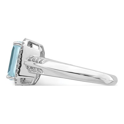 Sterling Silver 1/7 ct tw Sky Blue Topaz & Diamond Ring – view 4