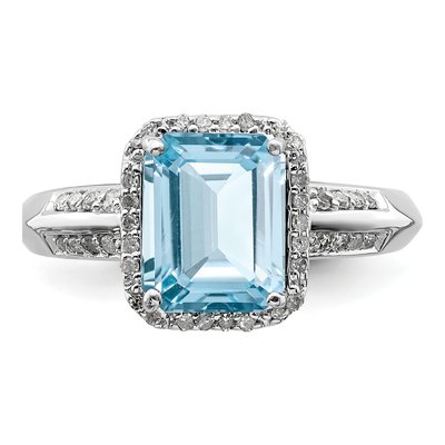 Sterling Silver 1/7 ct tw Sky Blue Topaz & Diamond Ring – view 5
