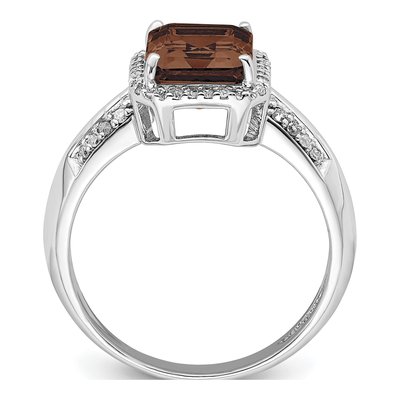 Sterling Silver 1/7 ct tw Smoky Quartz & Diamond Ring – view 3