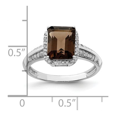 Sterling Silver 1/7 ct tw Smoky Quartz & Diamond Ring – view 4