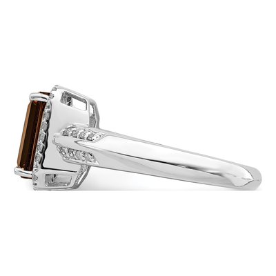 Sterling Silver 1/7 ct tw Smoky Quartz & Diamond Ring – view 5