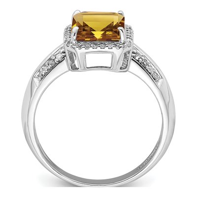 Sterling Silver 1/7 ct tw Whiskey Quartz & Diamond Whiskey Ring – view 3