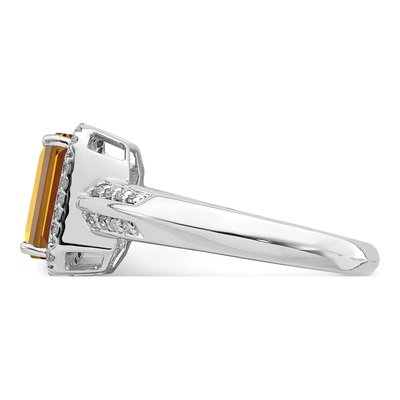 Sterling Silver 1/7 ct tw Whiskey Quartz & Diamond Whiskey Ring – view 5