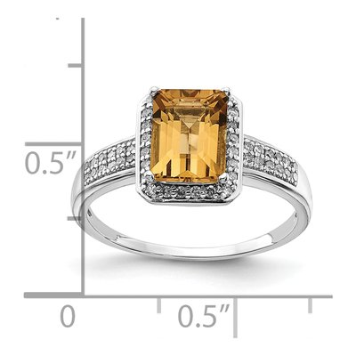 Sterling Silver 1/5 ct tw Whiskey Quartz & Diamond Whiskey Ring – view 4