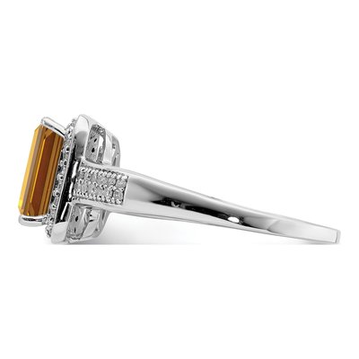 Sterling Silver 1/5 ct tw Whiskey Quartz & Diamond Whiskey Ring – view 5
