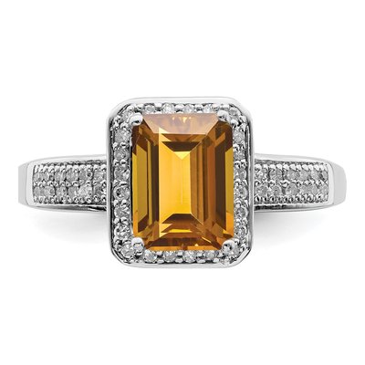Sterling Silver 1/5 ct tw Whiskey Quartz & Diamond Whiskey Ring – view 6