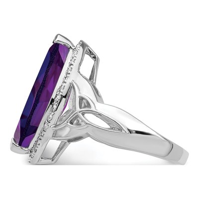 Sterling Silver 1/7 ct tw Amethyst & Diamond Marquise Ring – view 3