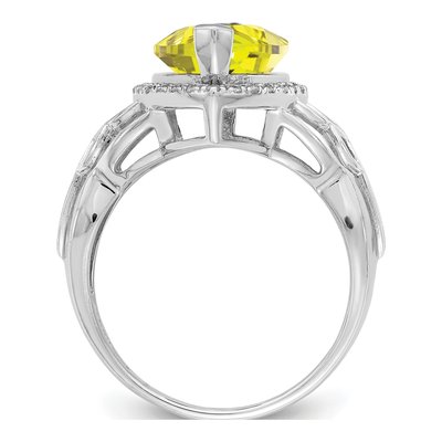 Sterling Silver 1/7 ct tw Lemon Quartz & Diamond Lemon Ring – view 2