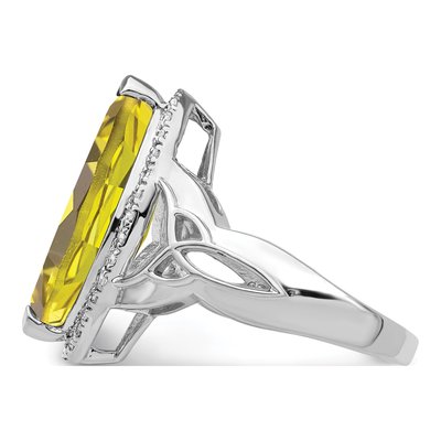 Sterling Silver 1/7 ct tw Lemon Quartz & Diamond Lemon Ring – view 3