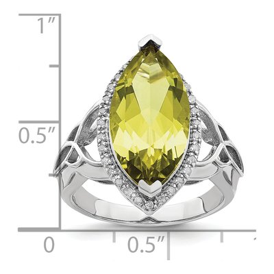 Sterling Silver 1/7 ct tw Lemon Quartz & Diamond Lemon Ring – view 4