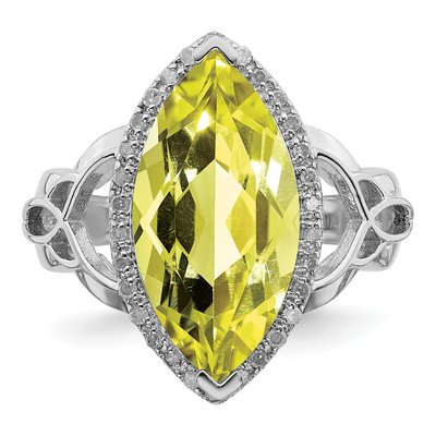 Sterling Silver 1/7 ct tw Lemon Quartz & Diamond Lemon Ring – view 5