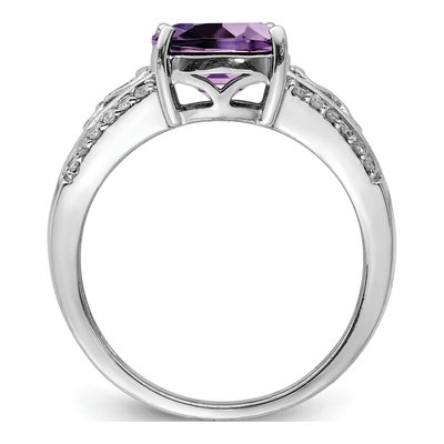 Sterling Silver 1/8 ct tw Amethyst & Diamond Ring – view 2