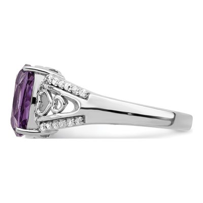 Sterling Silver 1/8 ct tw Amethyst & Diamond Ring – view 4