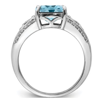 Sterling Silver 1/8 ct tw Sky Blue Topaz & Diamond Ring – view 2