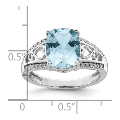 Sterling Silver 1/8 ct tw Sky Blue Topaz & Diamond Ring – view 3