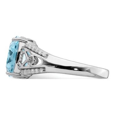 Sterling Silver 1/8 ct tw Sky Blue Topaz & Diamond Ring – view 4