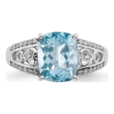 Sterling Silver 1/8 ct tw Sky Blue Topaz & Diamond Ring – view 5