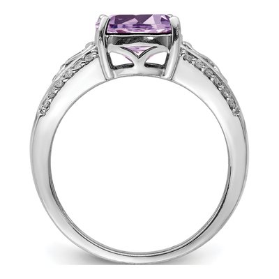 Sterling Silver 1/8 ct tw Rose de France Amethyst & Diamond Ring – view 2