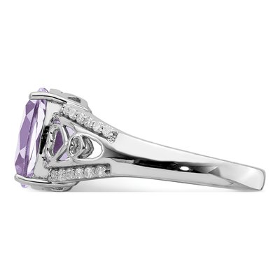 Sterling Silver 1/8 ct tw Rose de France Amethyst & Diamond Ring – view 3