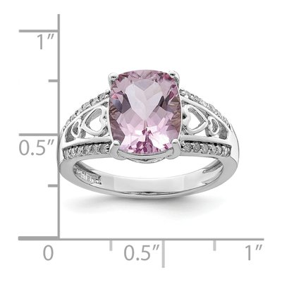 Sterling Silver 1/8 ct tw Rose de France Amethyst & Diamond Ring – view 4