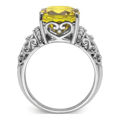 Sterling Silver 1/15 ct tw Lemon Quartz & Diamond Lemon Ring – view 2