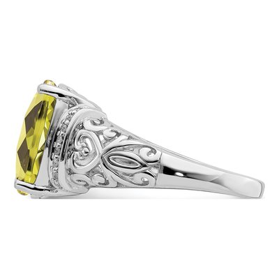 Sterling Silver 1/15 ct tw Lemon Quartz & Diamond Lemon Ring – view 3