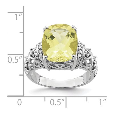 Sterling Silver 1/15 ct tw Lemon Quartz & Diamond Lemon Ring – view 4