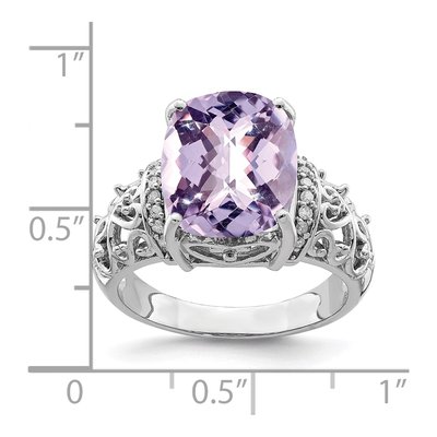 Sterling Silver 1/15 ct tw Rose de France Amethyst & Diamond Ring – view 3