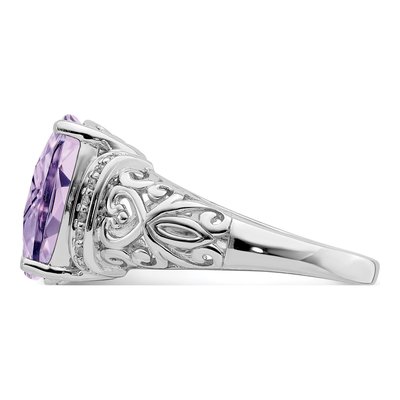 Sterling Silver 1/15 ct tw Rose de France Amethyst & Diamond Ring – view 4