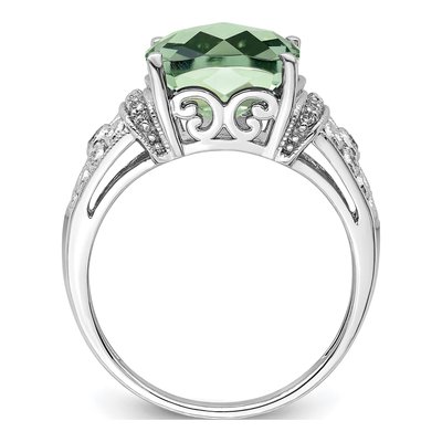 Sterling Silver 1/10 ct tw Green Quartz & Diamond Ring – view 3