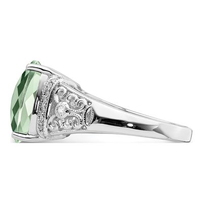 Sterling Silver 1/10 ct tw Green Quartz & Diamond Ring – view 4
